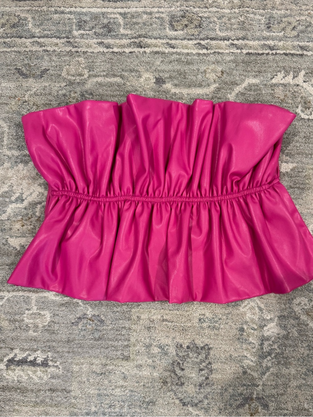 glam Strapless Ruched Peplum Camisole in Fuchsia